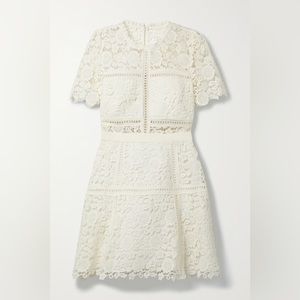 SELF PORTRAIT Grosgrain-trimmed corded lace mini dress